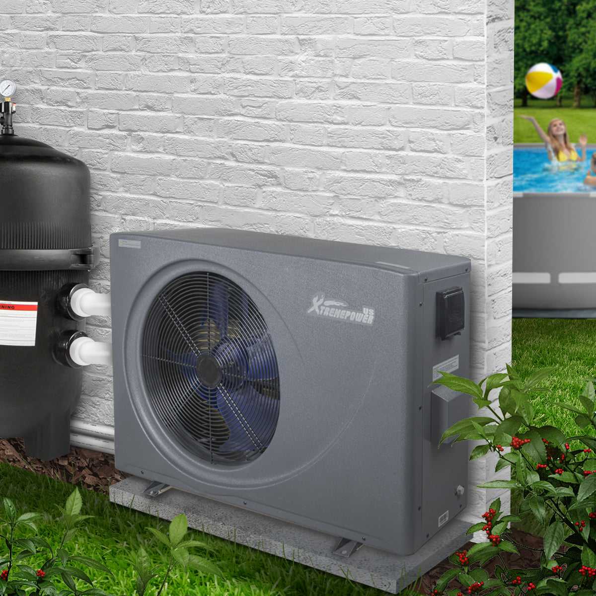 XtremepowerUS, 65000 BTU Digital Swimming Pool Heat Pump up to 24K Gallons Pool 230V Pool & Spa