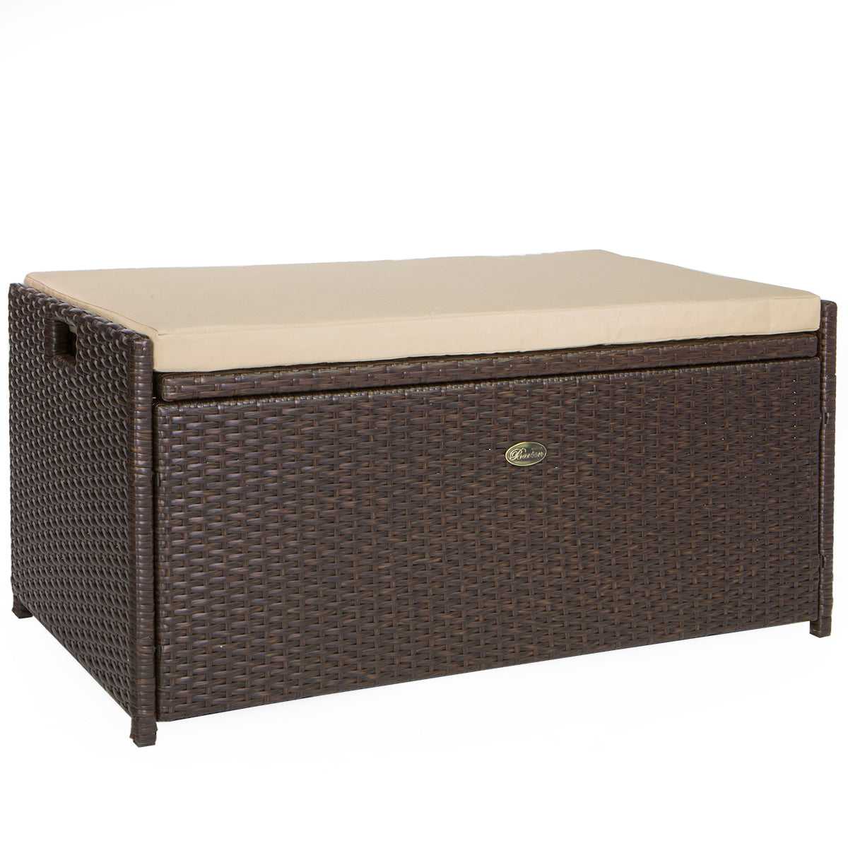 Barton, All Weather Rattan Pool Deck Box Storage Wicker Backyard Patio Outdoor w/ seat