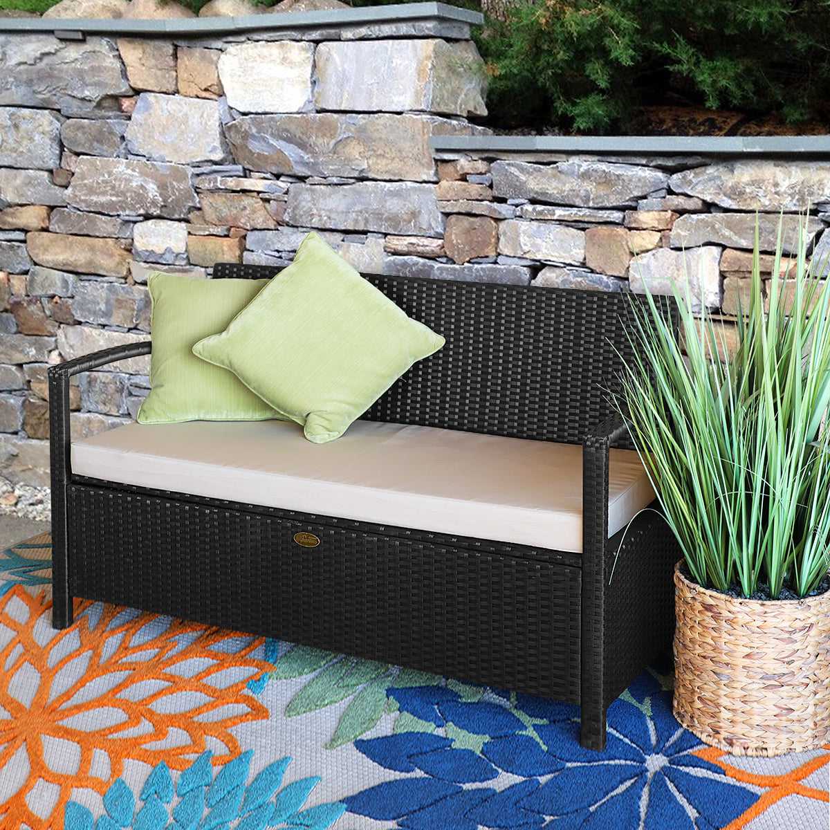 Barton, All-Weather UV Outdoor Storage Bench Garden Pool Deck Box Patio with Cushion