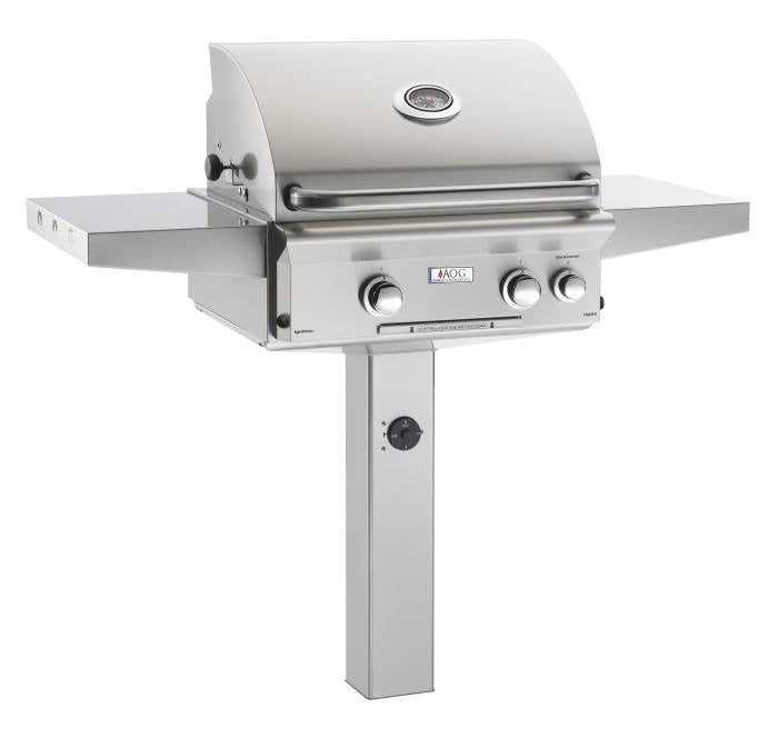 American Outdoor Grill, American Outdoor Grill 24" L Series Freestanding Natural Gas Grill on In-ground Post w/ Rotisserie