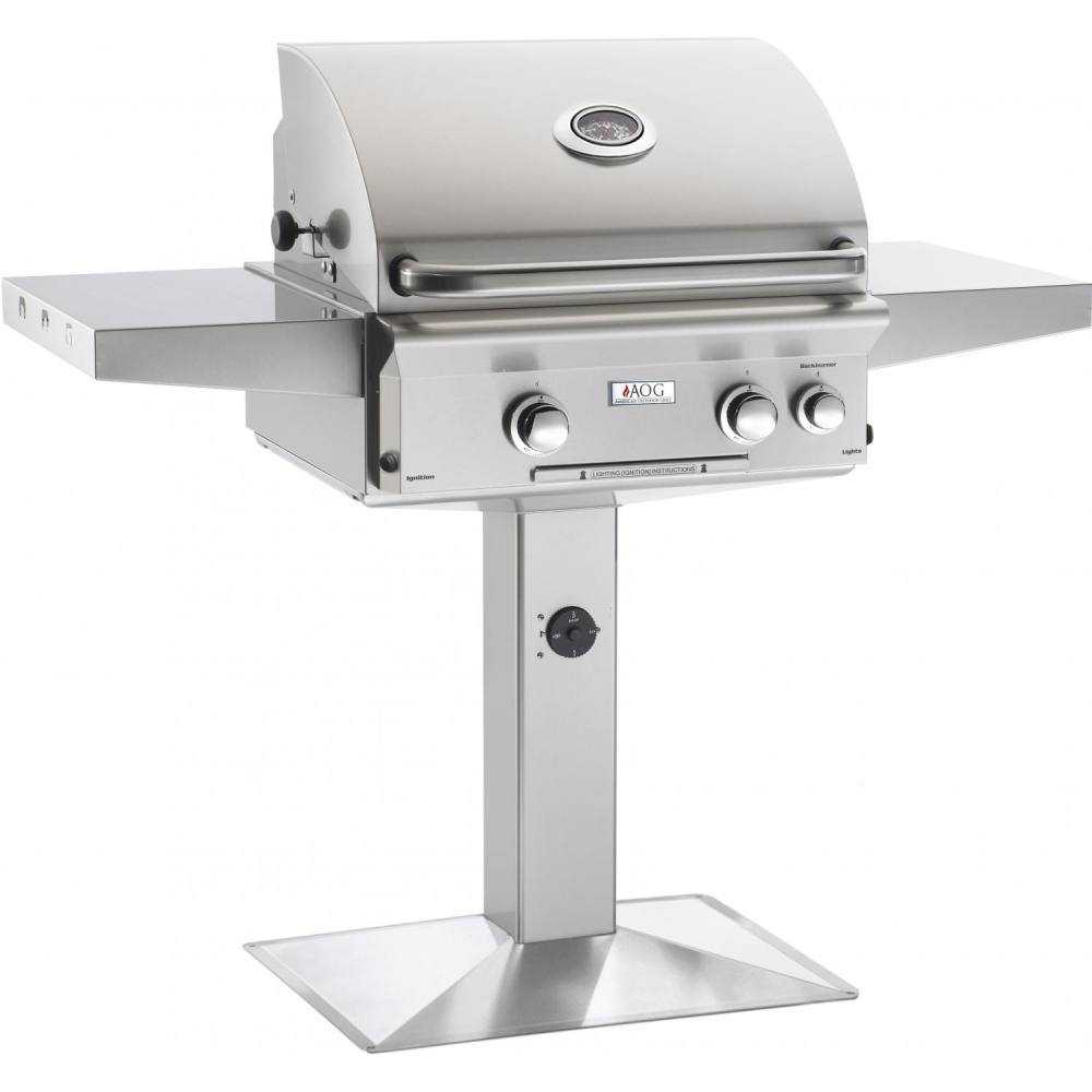 American Outdoor Grill, American Outdoor Grill 24" L Series Freestanding Natural Gas Grill on Patio Post w/ Rotisserie