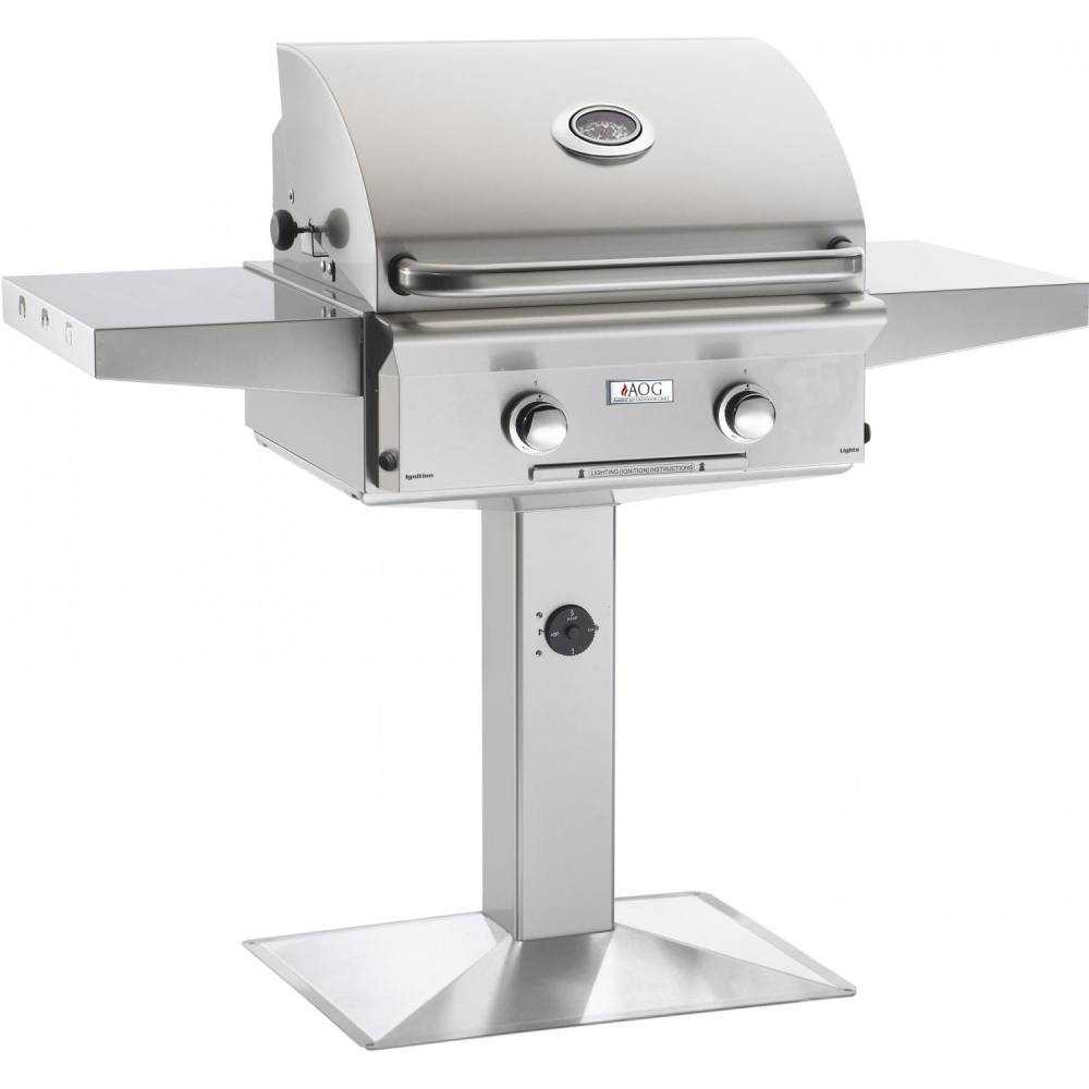 American Outdoor Grill, American Outdoor Grill 24" L Series Freestanding Natural Gas Grill on Patio Post