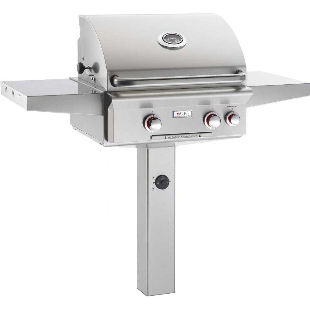 American Outdoor Grill, American Outdoor Grill 24" T Series Freestanding Natural Gas Grill on In-ground Post w/ Rotisserie