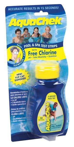 AquaChek, AquaChek Yellow Chlorine 4-Way Pool & Spa Test Strips - 50 Per Bottle