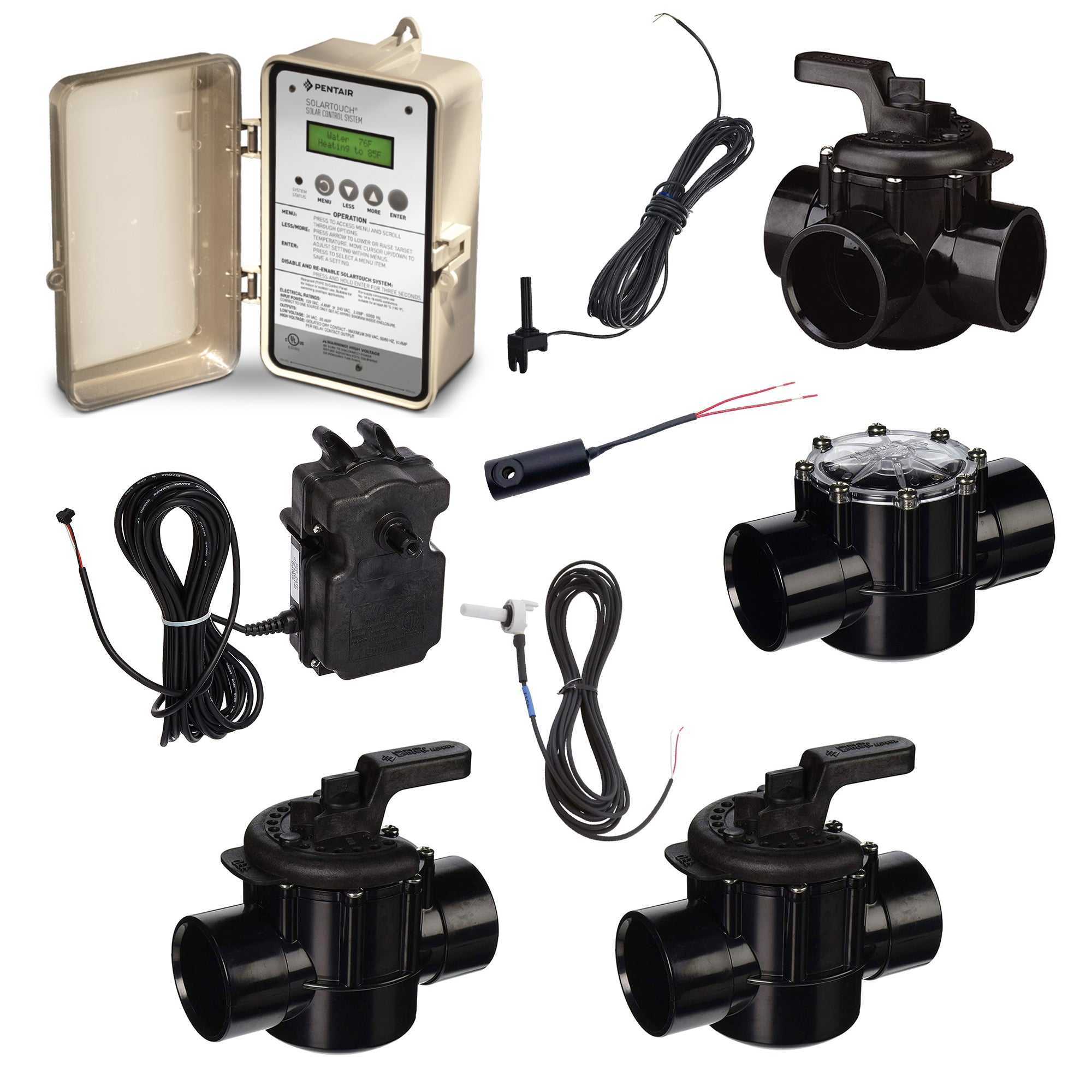 Superior Pool Products, Automated Temperature Control Kit (Digital Solar Control Box, Motorized Actuator, Pentair Valve Set, Water & Solar Sensors)