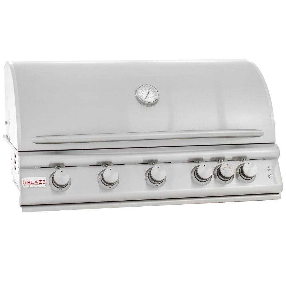 Blaze Outdoor Products, Blaze Grills 40" 5-Burner LTE Built-In Gas Grill w/Rear Rotisserie Burner and Lights