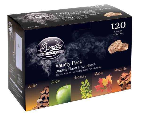 Bradley Smoker, Bradley Smoker Bisquettes 120 Pack - 5 Flavor Variety