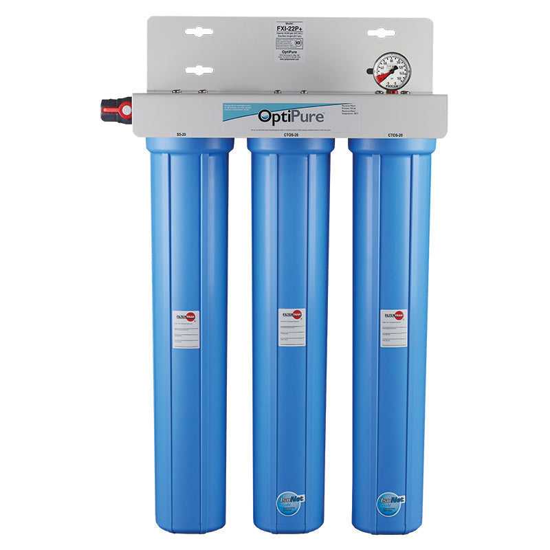 OptiPure, OptiPure 160-50125 FXI-22P+ 20" Scale Reduction Triple Filtration System 6.0 GPM 0.5 Micron (Ice)