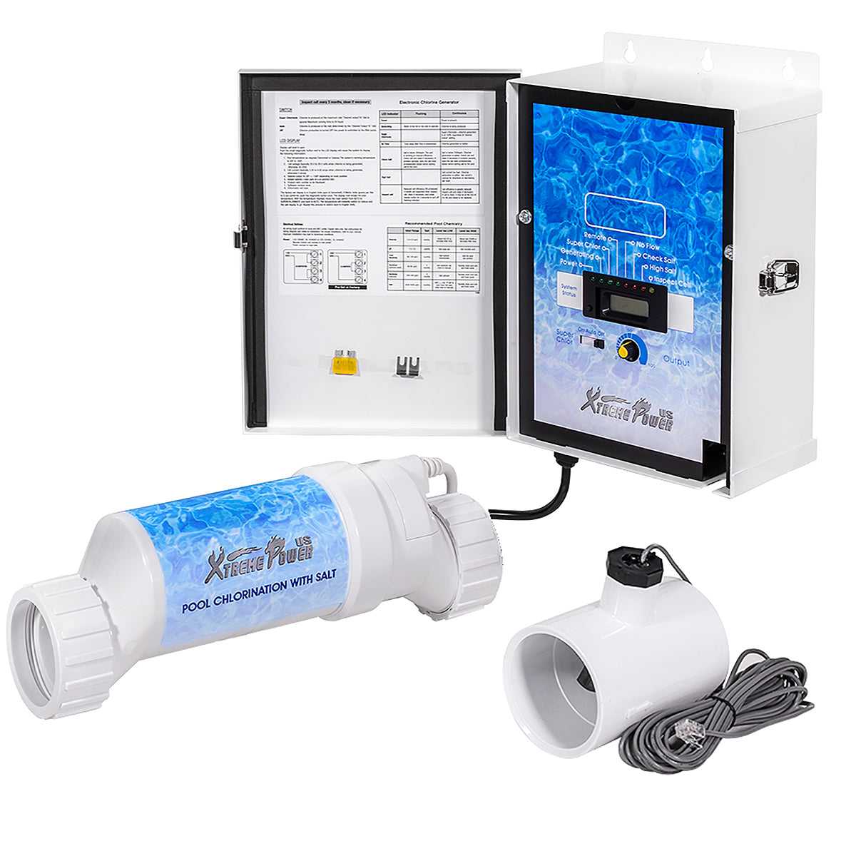 XtremepowerUS, Pool Chlorine Generator Chlorinator w/ Flow Switch Salt Cell + Control Panel 25K