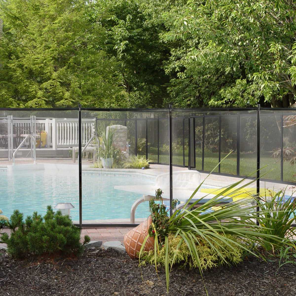 XtremepowerUS, Swimming Pool Fence 4' x 12ft  Water Safety Barrier Removal Able Above In-Ground