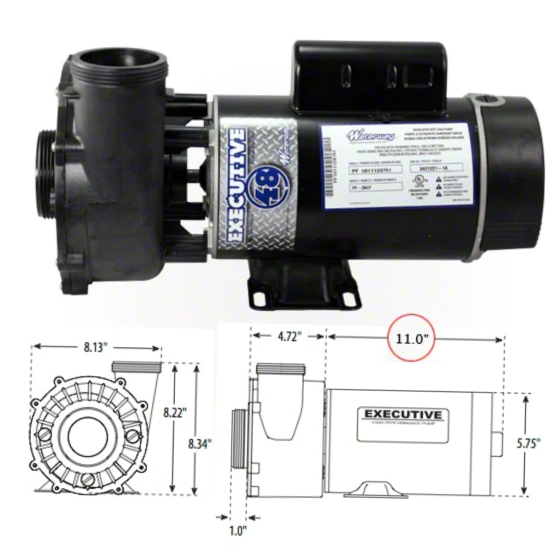 Waterway, Waterway 3421221-1A 48-Frame Spa Pump, 2-Speed, 3.0HP, 230V