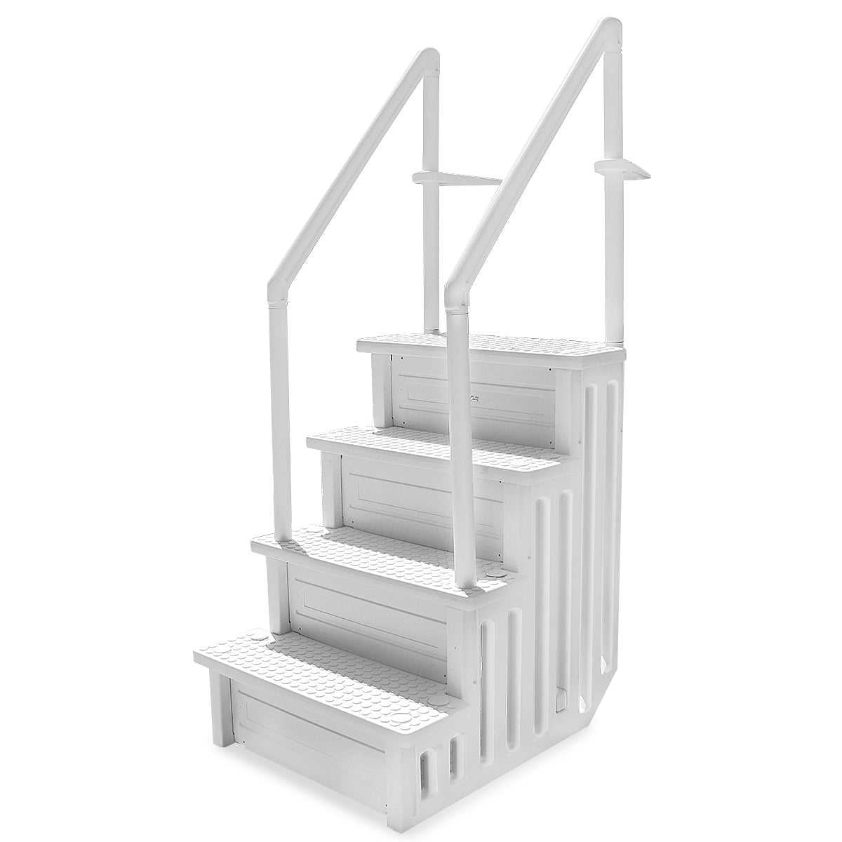 XtremepowerUS, XtremepouwerUS Above-Ground Swimming Pool Ladder Step to Deck Step Ladder 4-Step w/ Handle Slip Prevent, White