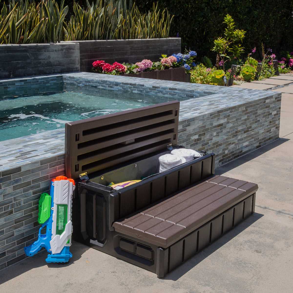 XtremepowerUS, XtremepowerUS 36" Universal Resin Spa and Hot Tub Steps Hidden Storage 2 Step